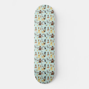 Skateboard motif de chiens arrière - plans bleu clair.