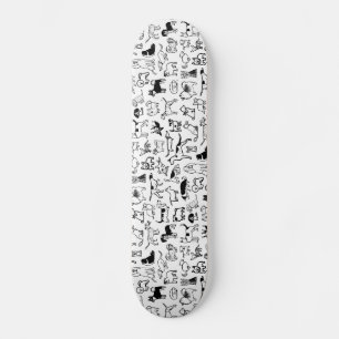 Skateboard Motif de chiens noirs et blancs   Cool Canine Love
