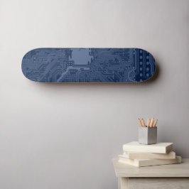 Skateboard Motif de circuit Geek bleu