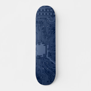 Skateboard Motif de circuit Geek bleu
