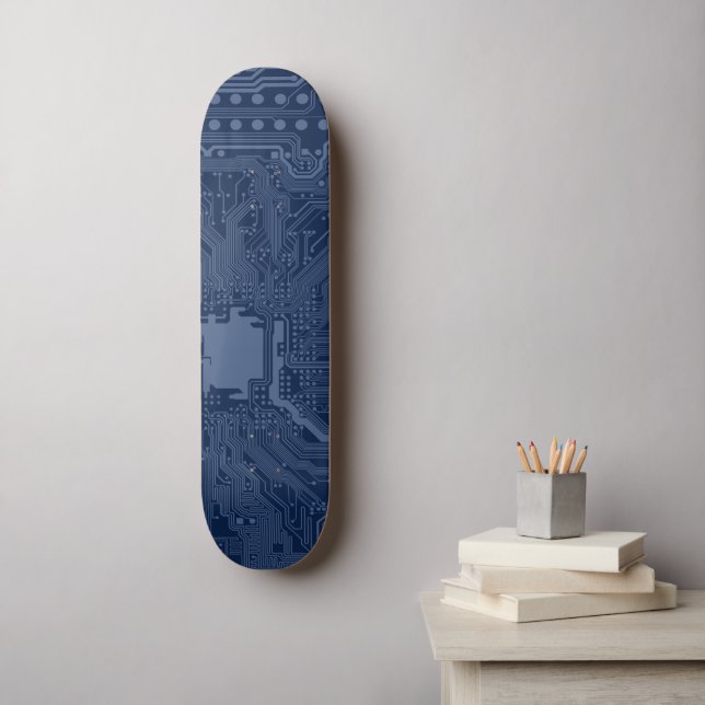 Skateboard Motif de circuit Geek bleu (Art mural)