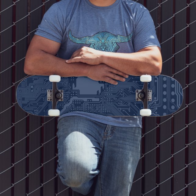 Skateboard Motif de circuit Geek bleu (Extérieur 3)