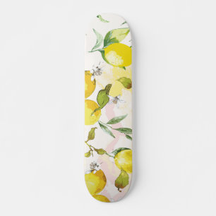 Skateboard Motif de citron à l'aquarelle