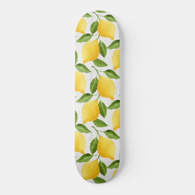 Skateboard Motif de citrons d'aquarelle (Recto)