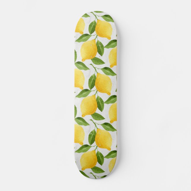 Skateboard Motif de citrons d'aquarelle (Recto)