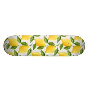Skateboard Motif de citrons d'aquarelle