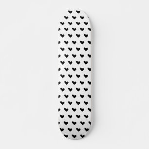 Skateboard Motif de coeur Doodle Noir et Blanc