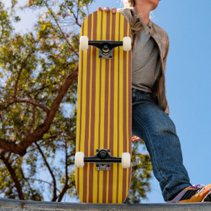 Skateboard Motif de design de rayures élégantes jaune marron