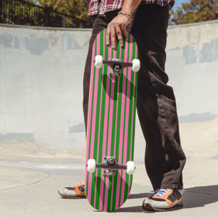 Skateboard Motif de design de rayures élégantes rose et vert