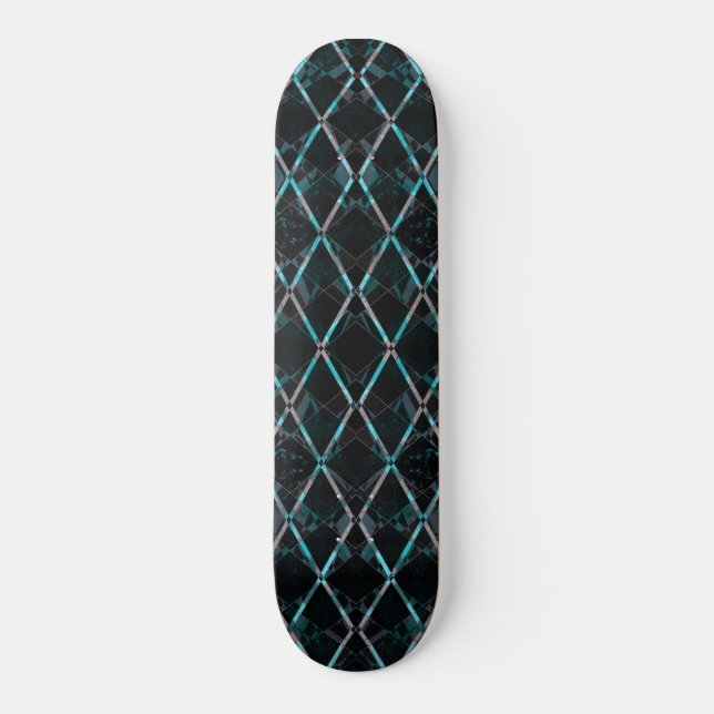 Skateboard Motif de diamant à texture bleue (Recto)