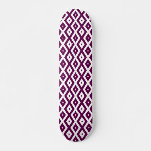 Skateboard Motif de diamant blanc et violet de prune