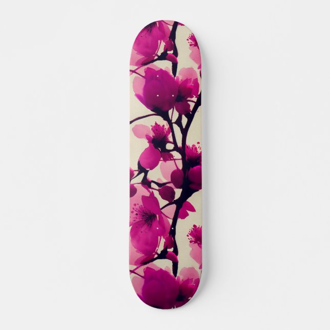 Skateboard Motif de fleurs de cerisiers doux (Devant)