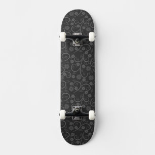 Skateboard Motif de fleurs grises mignonnes