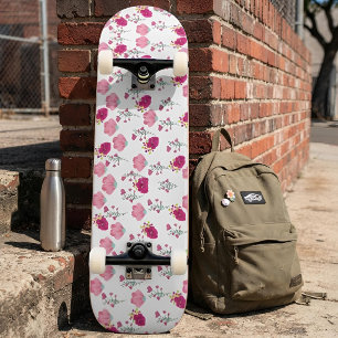Skateboard Motif de fleurs roses