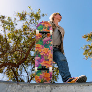 Skateboard Motif de fleurs tropicales hawaïennes