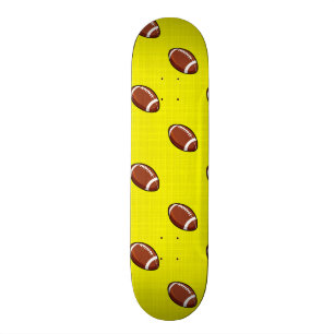 Skateboard Motif de football jaune vif et Brown