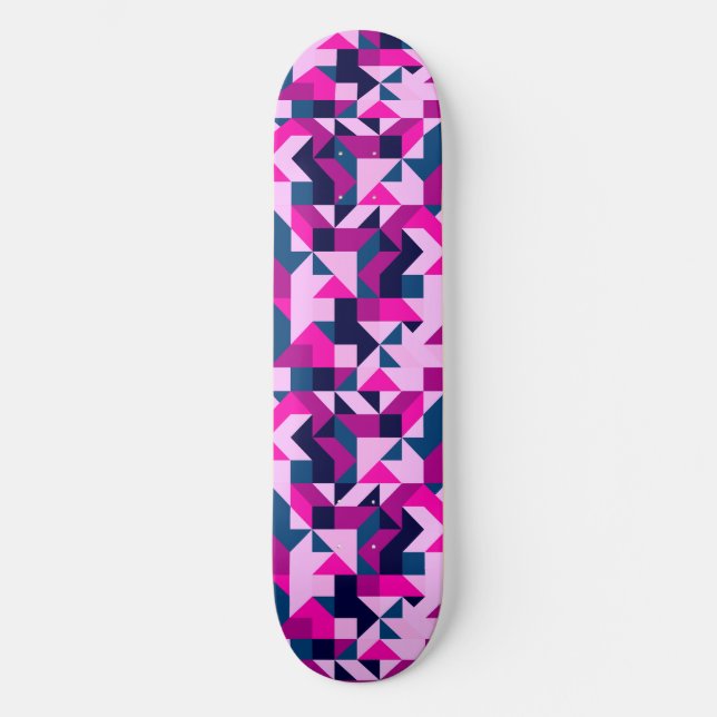Skateboard Motif de formes géométriques triangles et carrés (Recto)