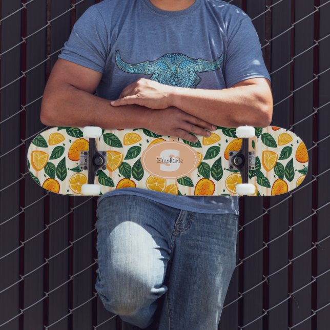 Skateboard Motif de fruits d'agrumes avec Feuilles verts (Extérieur 3)