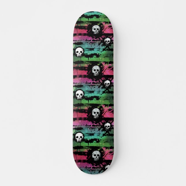 Skateboard Motif de graffitis de punk urbain à crâne rayé (Devant)