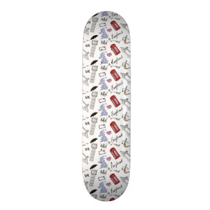 Skateboard Motif de griffonnages de ville de Londres