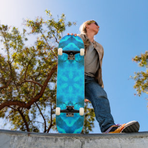 Skateboard Motif de kaléidoscope bleu glace givrée