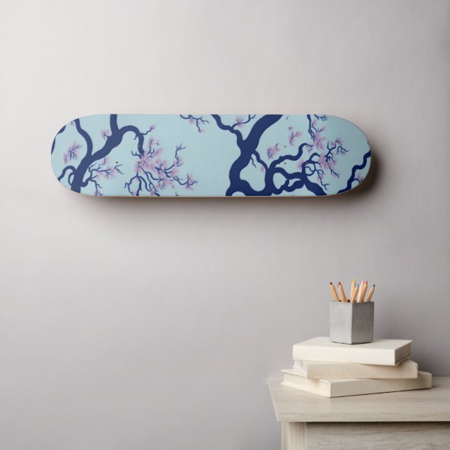 Skateboard Motif de l'arbre de fleurs de cerisiers (Art mural (Horz))