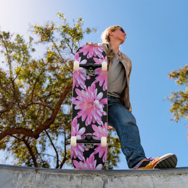 Skateboard Motif de marguerite rose, fleurs roses (Extérieur 1)