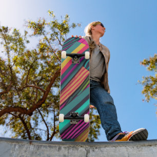 Skateboard motif de néon rayé