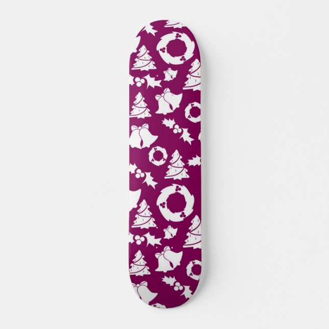 Skateboard Motif de Noël pourpre (Devant)