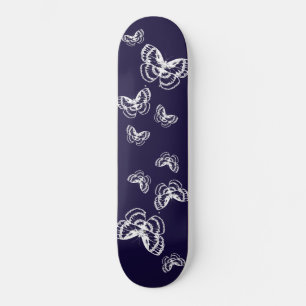 Skateboard Motif de papillons blancs et violets
