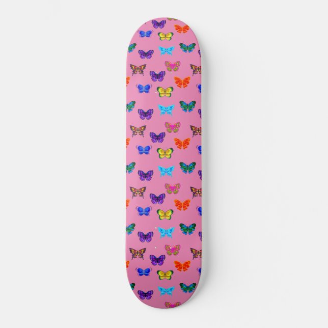 Skateboard Motif de papillons roses (Recto)