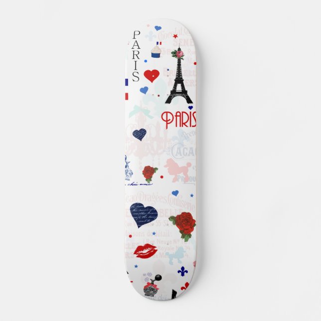 Skateboard Motif de Paris avec Tour Eiffel (Recto)