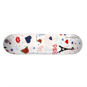 Skateboard Motif de Paris avec Tour Eiffel