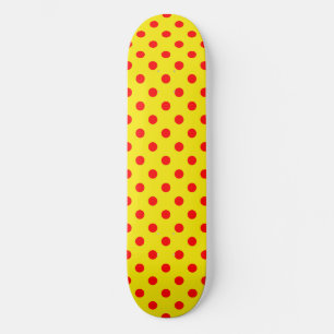 Skateboard Motif de pois jaunes et rouges