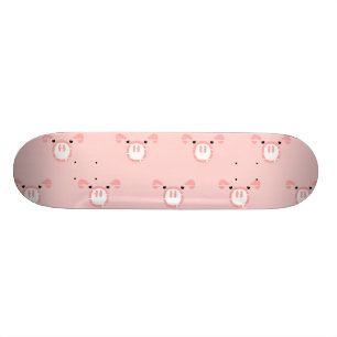 Skateboard Motif de répétition de la face de porc rose