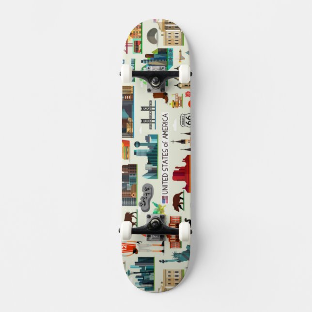 Skateboard Motif de symboles des Etats-Unis (Recto)