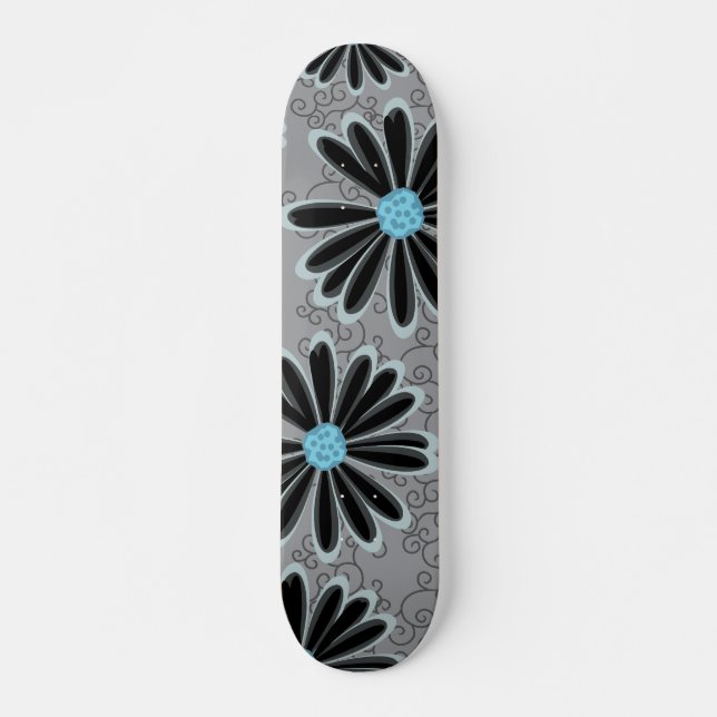 Skateboard Motif de tatouage à marmite tribale à pointe bleu  (Devant)