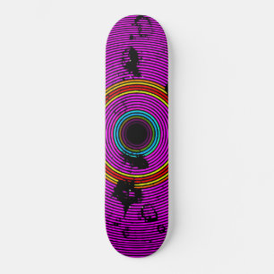 Skateboard Motif de texture de disque vinyle multicolore rose