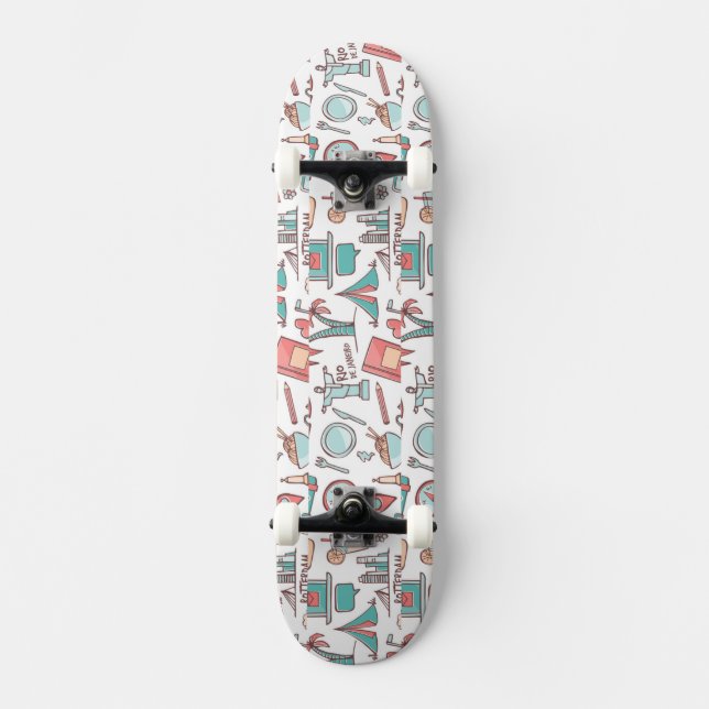 Skateboard Motif de touristes en pastel (Recto)