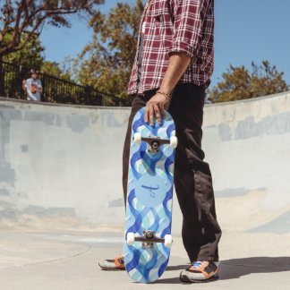 Skateboard Motif de vague à l'aquarelle de flux océanique