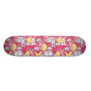 Skateboard Motif d'enfant de Kawaii avec des griffonnages