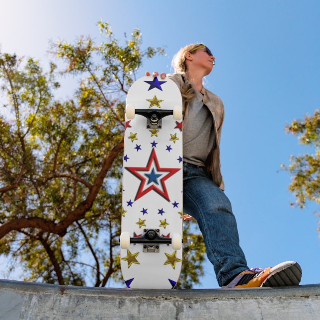 Skateboard Motif des étoiles patriotiques (Extérieur 1)