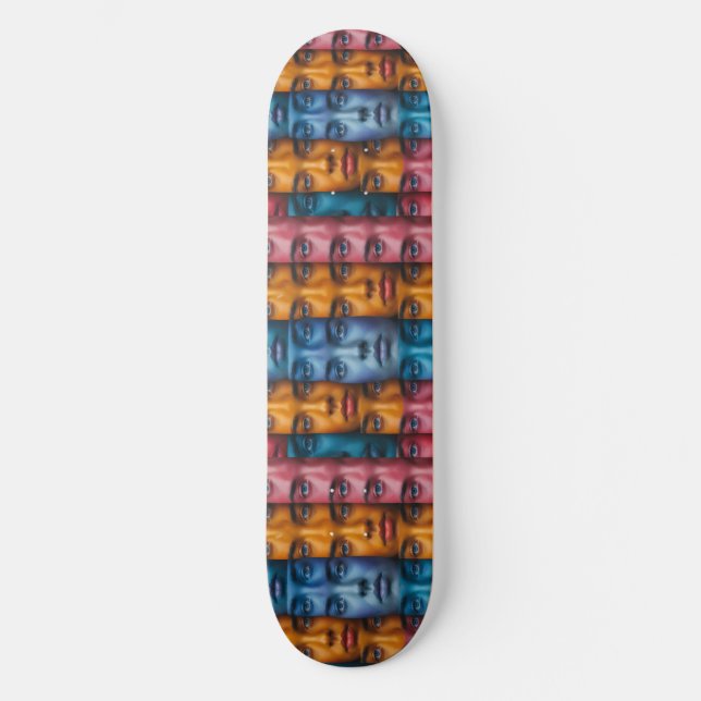 Skateboard Motif des faces colorées (Recto)