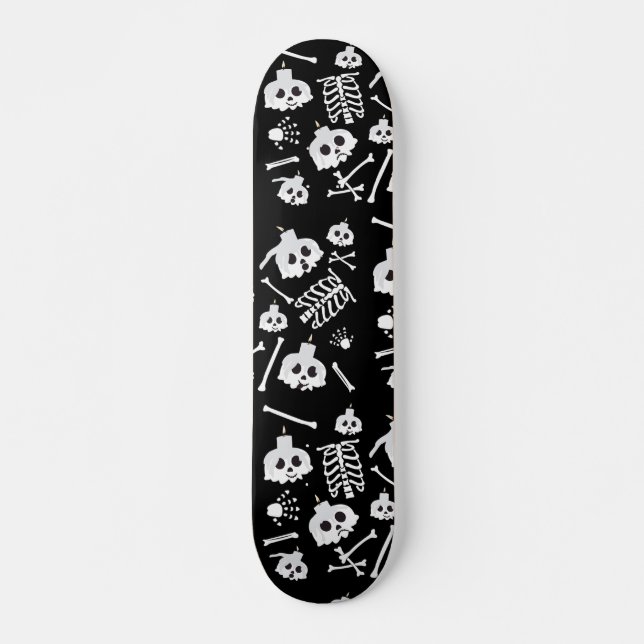 Skateboard Motif des os crâniens de squelette d'Halloween (Devant)