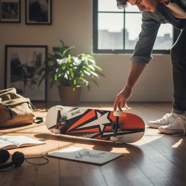 Skateboard Motif d'étoile Abstrait géométrique moderne coloré (Créateur téléchargé)