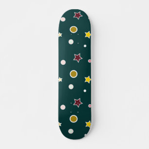 Skateboard Motif d'étoile festive sur sarcelle foncée