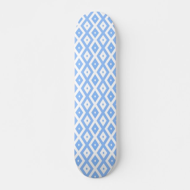 Skateboard Motif diamant bleu et blanc (Devant)
