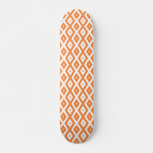Skateboard Motif diamant orange et blanc