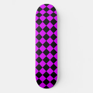 Skateboard Motif Diamond de damier noir violet