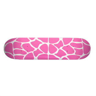 Skateboard Motif d'impression de girafe en rose vif.